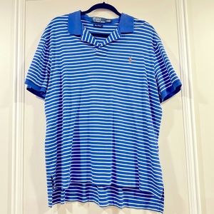 Polo by Ralph Lauren Men’s Golf Collared Blue White Striped Shirt XL